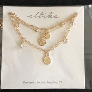Brand New!  Ettika 3 layer goldstone necklace